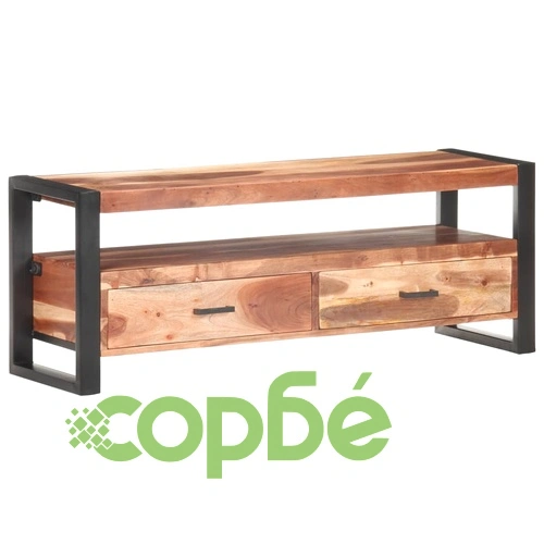 ТВ шкаф 120x35x45 см масивно дърво с меден финиш ➤ топ цена ➤ sorbe.bg
