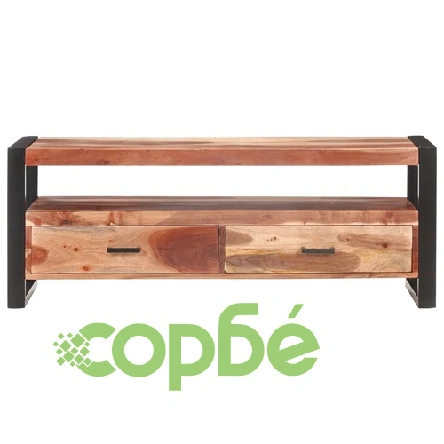 ТВ шкаф 120x35x45 см масивно дърво с меден финиш ➤ топ цена ➤ sorbe.bg