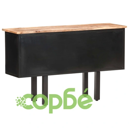 Сайдборд, 110x30x65 см, грубо мангово дърво масив и стомана ➤ топ цена ➤ sorbe.bg