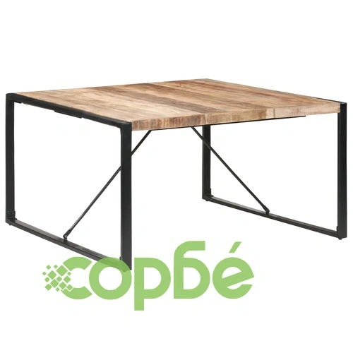 Трапезна маса, 140x140x75 cм, грубо мангово дърво ➤ топ цена ➤ sorbe.bg