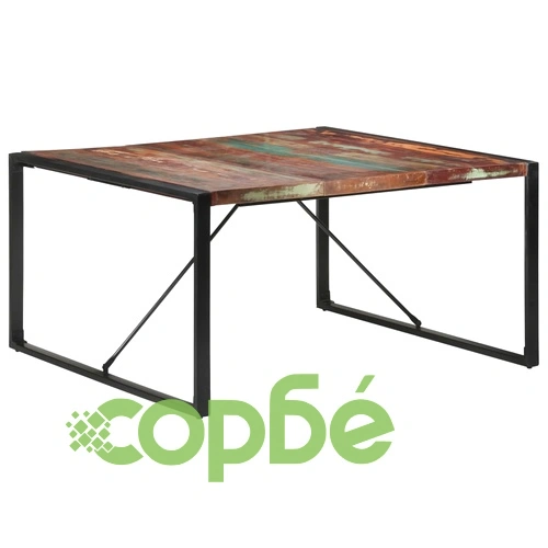 Трапезна маса, 140x140x75 cм, регенерирано дърво масив ➤ топ цена ➤ sorbe.bg