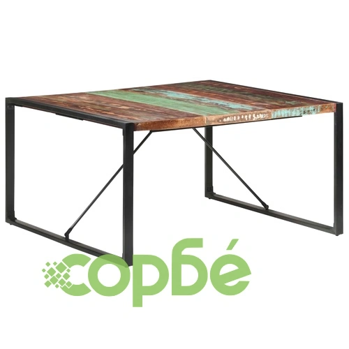 Трапезна маса, 140x140x75 cм, регенерирано дърво масив ➤ топ цена ➤ sorbe.bg