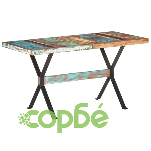 Трапезна маса, 140x70x76 см, регенерирано дърво масив ➤ топ цена ➤ sorbe.bg