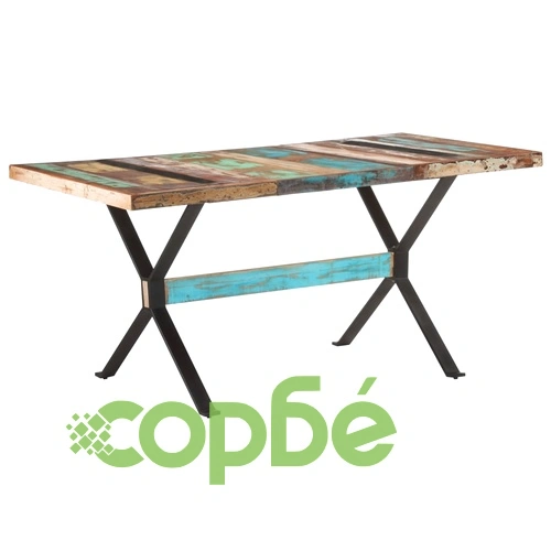 Трапезна маса, 160x80x76 см, регенерирано дърво масив ➤ топ цена ➤ sorbe.bg