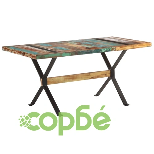 Трапезна маса, 160x80x76 см, регенерирано дърво масив ➤ топ цена ➤ sorbe.bg