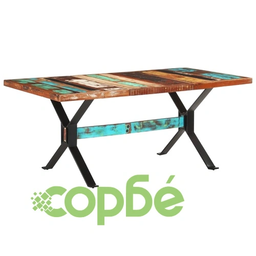 Трапезна маса, 180x90x76 см, регенерирано дърво масив ➤ топ цена ➤ sorbe.bg