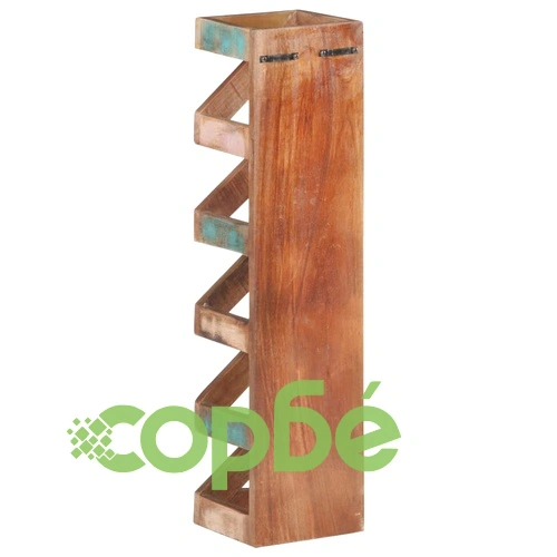 Стойка за вино за 5 бутилки, регенерирана дървесина масив ➤ топ цена ➤ sorbe.bg