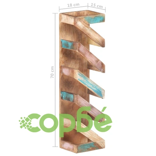 Стойка за вино за 5 бутилки, регенерирана дървесина масив ➤ топ цена ➤ sorbe.bg