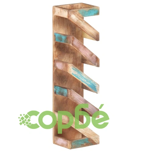 Стойка за вино за 5 бутилки, регенерирана дървесина масив ➤ топ цена ➤ sorbe.bg