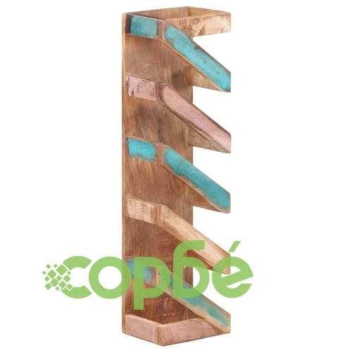 Стойка за вино за 5 бутилки, регенерирана дървесина масив ➤ топ цена ➤ sorbe.bg