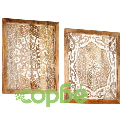 Ръчно резбовани стенни панели 2 бр манго масив 60x60x2,5 см ➤ топ цена ➤ sorbe.bg