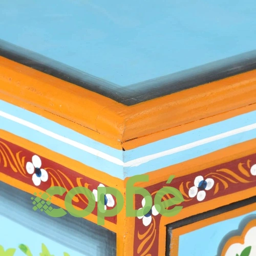 Ръчно декориран шкаф, пъстър, 110x30x76 см, мангово дърво масив ➤ топ цена ➤ sorbe.bg