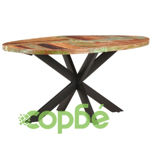 Трапезна маса, 160x90x75 cм, регенерирано дърво масив ➤ топ цена ➤ sorbe.bg