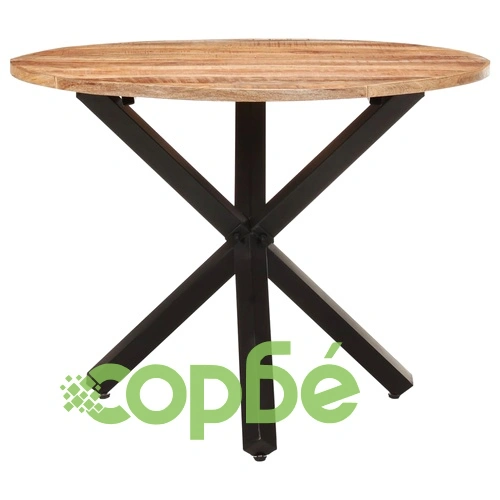 Трапезна маса, кръгла, 100x100x75 cм, грубо мангово дърво ➤ топ цена ➤ sorbe.bg