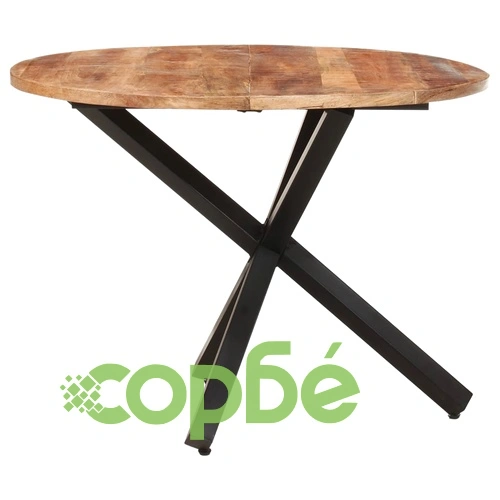 Трапезна маса, кръгла, 100x100x75 cм, грубо мангово дърво ➤ топ цена ➤ sorbe.bg