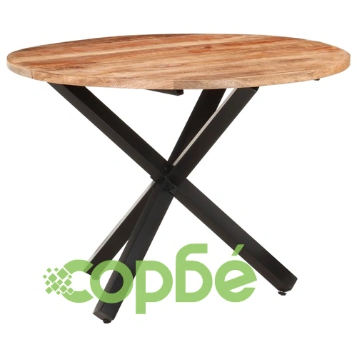 Трапезна маса, кръгла, 100x100x75 cм, грубо мангово дърво ➤ топ цена ➤ sorbe.bg