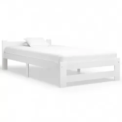 Рамка за легло, бяла, бор масив, 90х200 см
