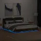 Рамка за легло с табла и LED осветление, опушен дъб, 160x200 см