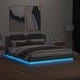 Рамка за легло с табла и LED осветление, сив сонома, 160x200 см