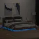 Рамка за легло с табла и LED осветление, кафяв дъб, 160x200 см