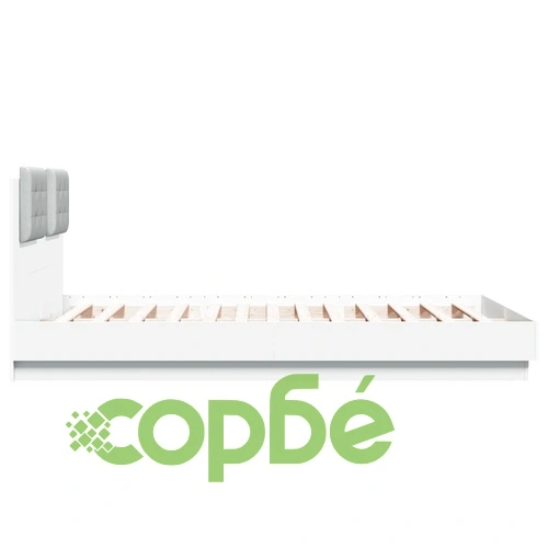 Рамка за легло с табла и LED осветление, бяла, 150x200 см ➤ топ цена ➤ sorbe.bg