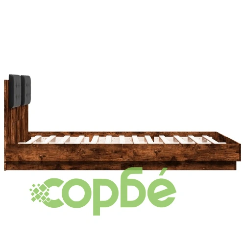 Рамка за легло с табла и LED осветление, опушен дъб, 150x200 см ➤ топ цена ➤ sorbe.bg