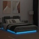 Рамка за легло с табла и LED осветление, сив сонома, 150x200 см