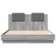 Рамка за легло с табла и LED осветление, сив сонома, 150x200 см