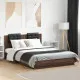 Рамка за легло с табла и LED осветление, кафяв дъб, 150x200 см