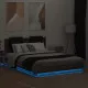 Рамка за легло с табла и LED осветление, кафяв дъб, 150x200 см