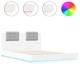 Рамка за легло с табла и LED осветление, бяла, 140x200 см
