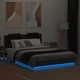 Рамка за легло с табла и LED осветление, черна, 140x200 см