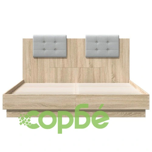 Рамка за легло с табла и LED осветление, дъб сонома, 140x200 см ➤ топ цена ➤ sorbe.bg