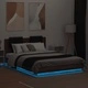 Рамка за легло с табла и LED осветление, кафяв дъб, 140x200 см