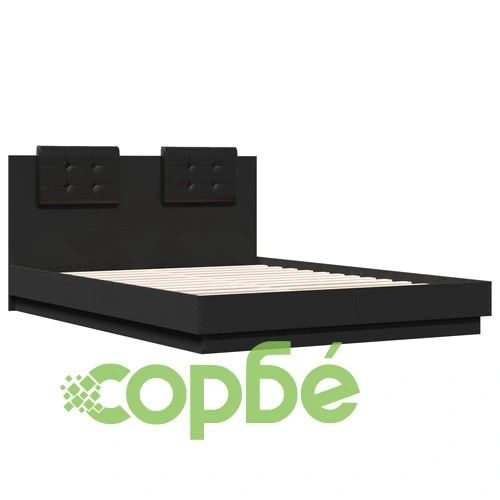 Рамка за легло с табла и LED осветление, черна, 120x200 см ➤ топ цена ➤ sorbe.bg