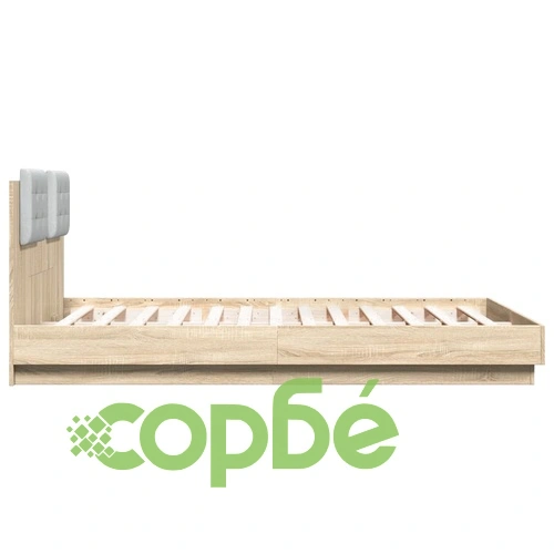 Рамка за легло с табла и LED осветление, дъб сонома, 120x200 см ➤ топ цена ➤ sorbe.bg