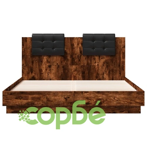Рамка за легло с табла и LED осветление, опушен дъб, 120x200 см ➤ топ цена ➤ sorbe.bg