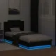Рамка за легло с табла и LED осветление, черна, 100x200 см