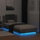 Рамка за легло с табла и LED осветление, бетонно сив, 100x200см