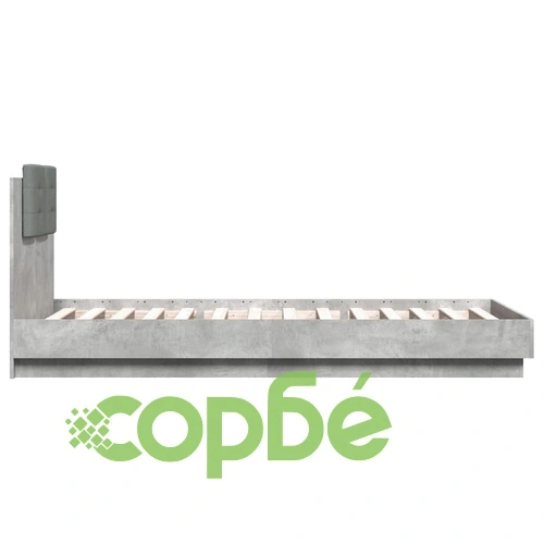 Рамка за легло с табла и LED осветление, бетонно сив, 100x200см ➤ топ цена ➤ sorbe.bg