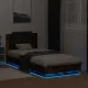 Рамка за легло с табла и LED осветление, опушен дъб, 100x200 см