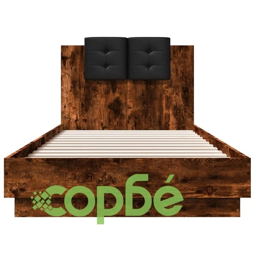 Рамка за легло с табла и LED осветление, опушен дъб, 100x200 см ➤ топ цена ➤ sorbe.bg