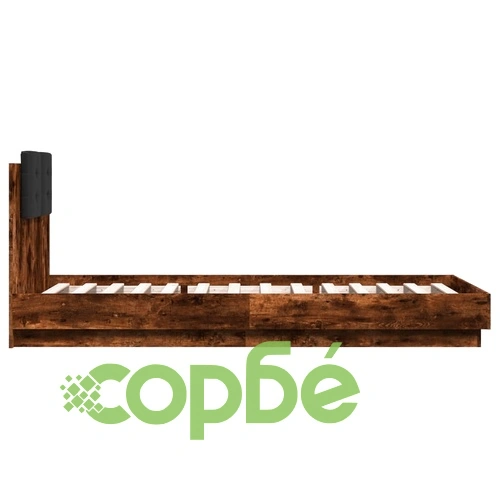 Рамка за легло с табла и LED осветление, опушен дъб, 100x200 см ➤ топ цена ➤ sorbe.bg