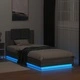 Рамка за легло с табла и LED осветление, сив сонома, 100x200 см