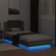 Рамка за легло с табла и LED осветление, сив сонома, 100x200 см