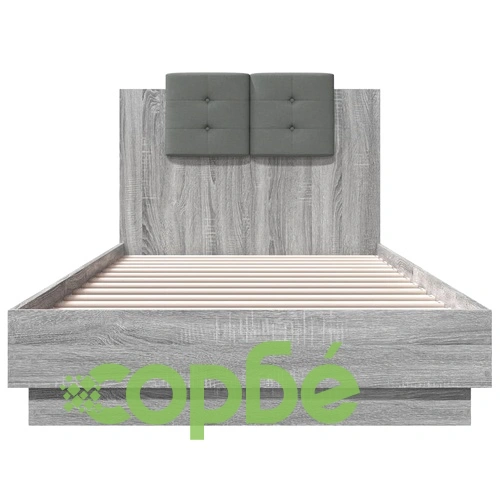 Рамка за легло с табла и LED осветление, сив сонома, 100x200 см ➤ топ цена ➤ sorbe.bg