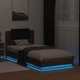 Рамка за легло с табла и LED осветление, кафяв дъб, 100x200 см
