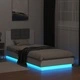 Рамка за легло с табла и LED осветление, бяла, 90x200 см