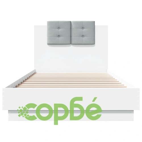 Рамка за легло с табла и LED осветление, бяла, 90x200 см ➤ топ цена ➤ sorbe.bg