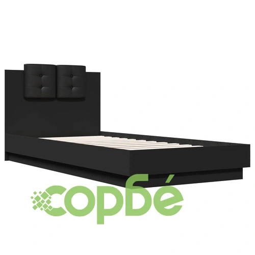 Рамка за легло с табла и LED осветление, черна, 90x200 см ➤ топ цена ➤ sorbe.bg